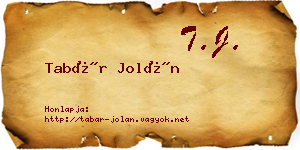 Tabár Jolán névjegykártya